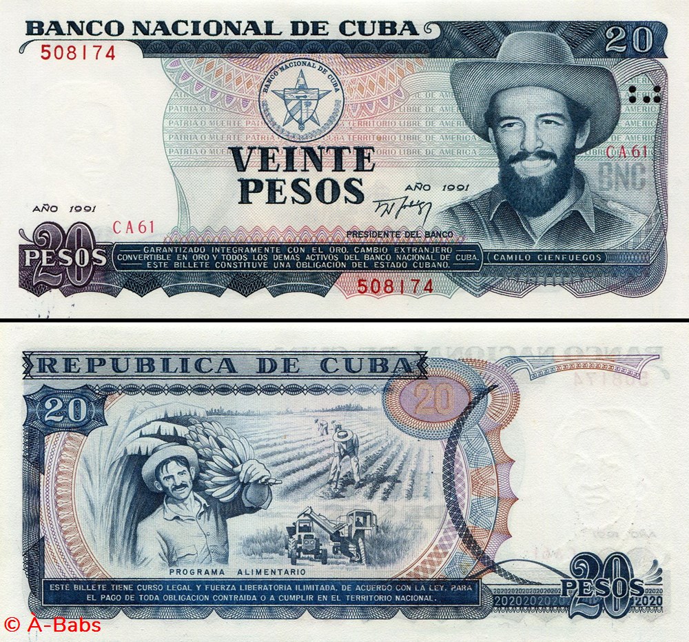 CUBA - PICK 110a - 20 PESOS - 1991 billets amerique centrale et caraibes cuba pick 110a 20 pesos 1991