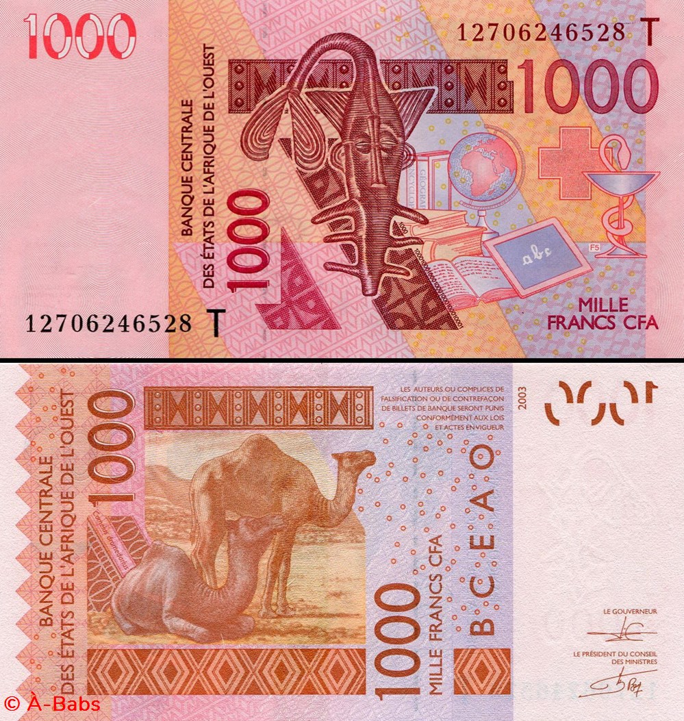 B.C.E.A.O - FRANCS CFA - TOGO - LETTRE T - 1000 FRANCS - PICK 815 T g billets afrique b c e a o francs cfa togo lettre t 1000 francs pick 815 t g