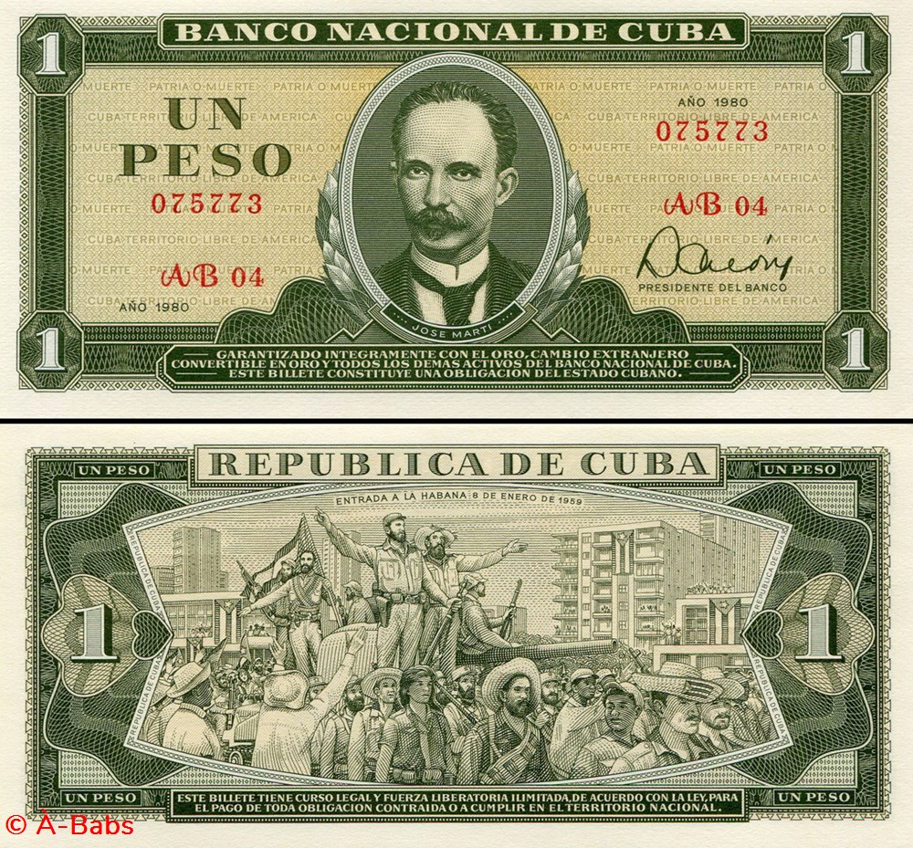 CUBA - PICK 102b3 - 1 PESO - 1980 billets amerique centrale et caraibes cuba pick 102b3 1 peso 1980