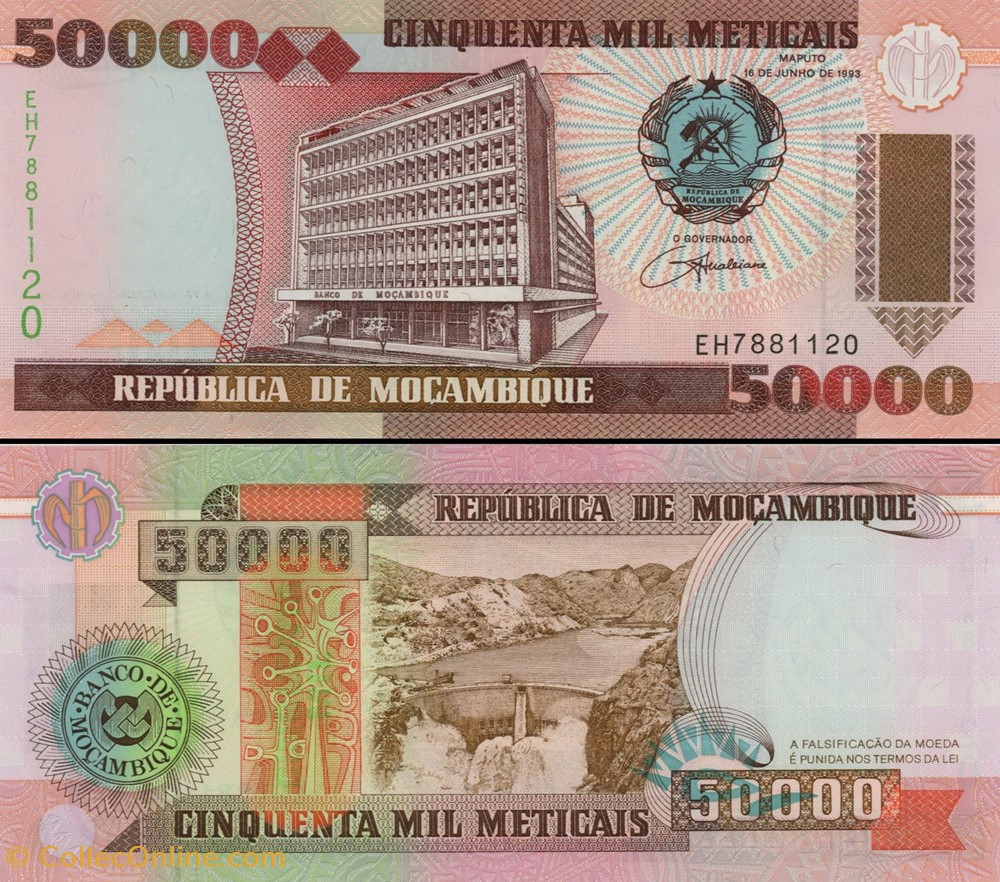 MOZAMBIQUE - PICK 138a - 50 000 METICAIS - 1993 billets afrique mozambique pick 138a 50 000 meticais 1993
