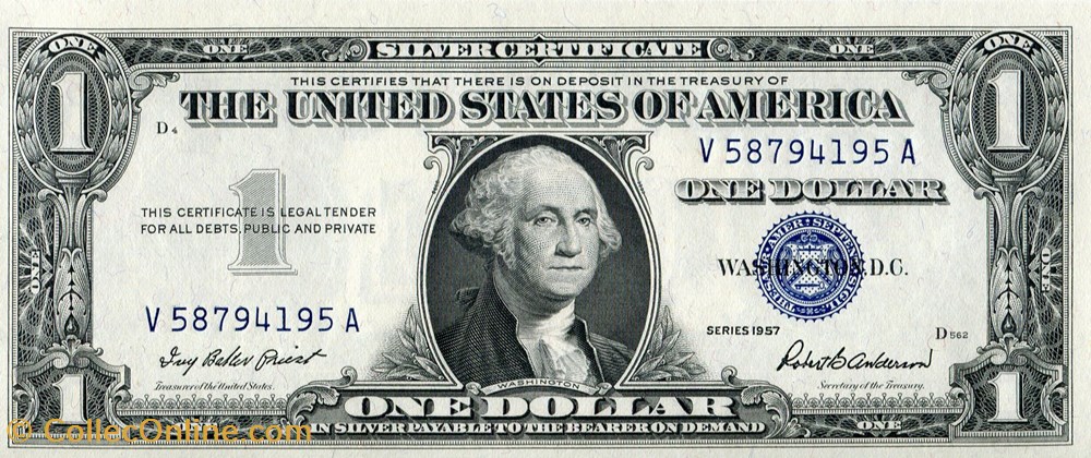 billets amerique du nord etats unis 1 silver certificate series 1957