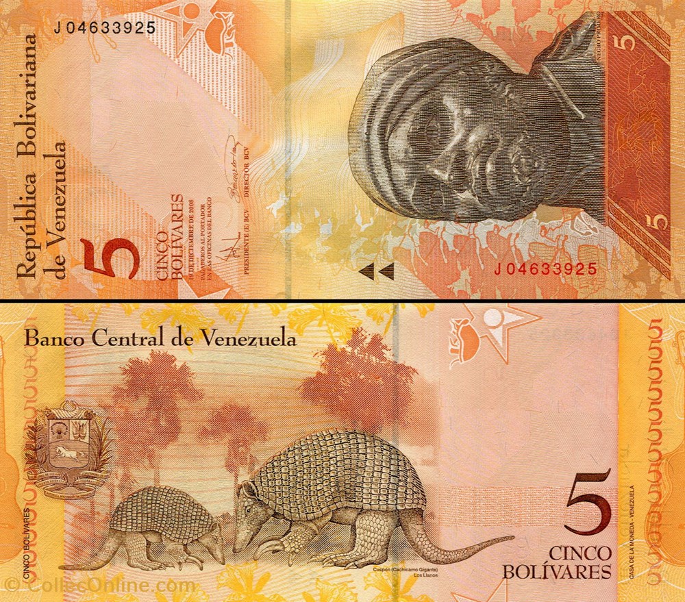 VENEZUELA - PICK 089 c - 5 BOLIVARES - 2008 billets amerique du sud venezuela pick 089 c 5 bolivares 2008