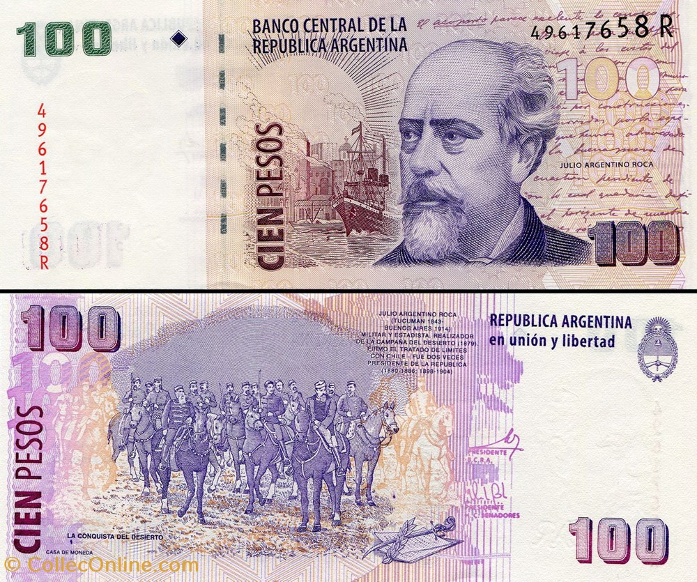 billets amerique du sud argentine pick 357 a 5 r 100 pesos 2002