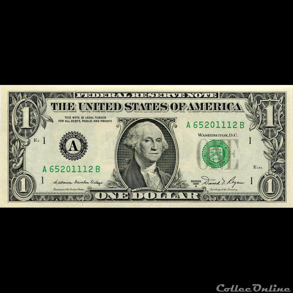 billets amerique du nord etats unis a 1 federal reserve notes small size 1981a series