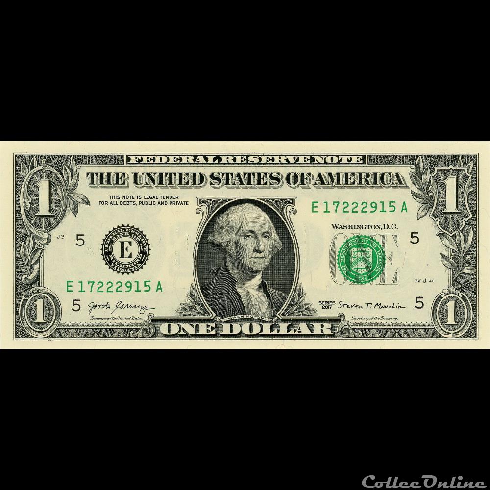 E- 1$ Federal Reserve Notes - Small Size 2017 Series billet amerique du nord etat uni e 1 federal reserve notes small size 2017 series