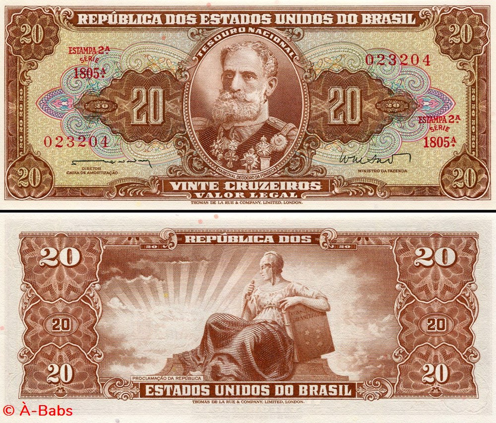 BRÉSIL - PICK 178a1 - 20 CRUZEIROS - 1962 billets amerique du sud bresil pick 178a1 20 cruzeiros 1962