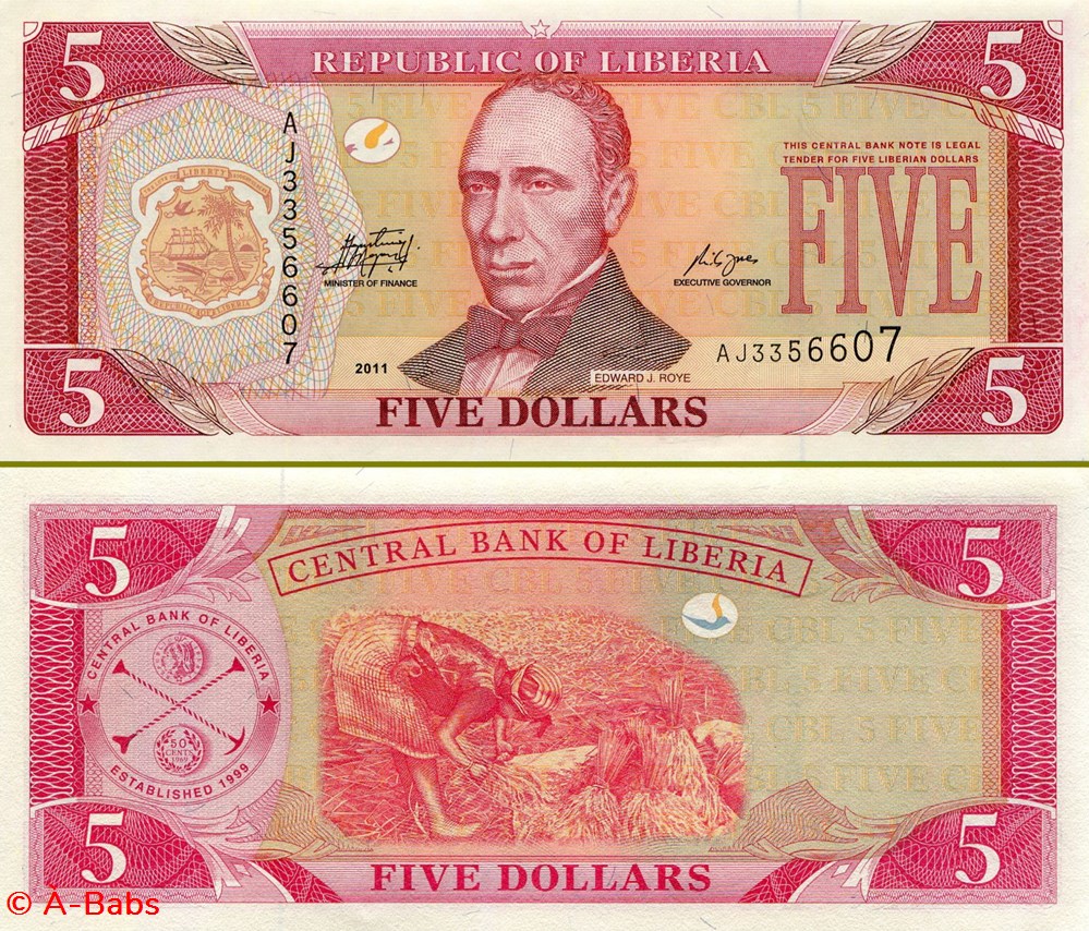 billets afrique liberia pick 26 f 5 dollars 2011