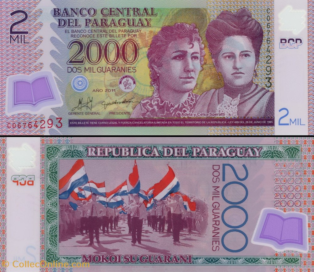 PARAGUAY - PICK 228c - 2000 GUARANIES - 2011 billets amerique du sud paraguay pick 228c 2000 guaranies 2011