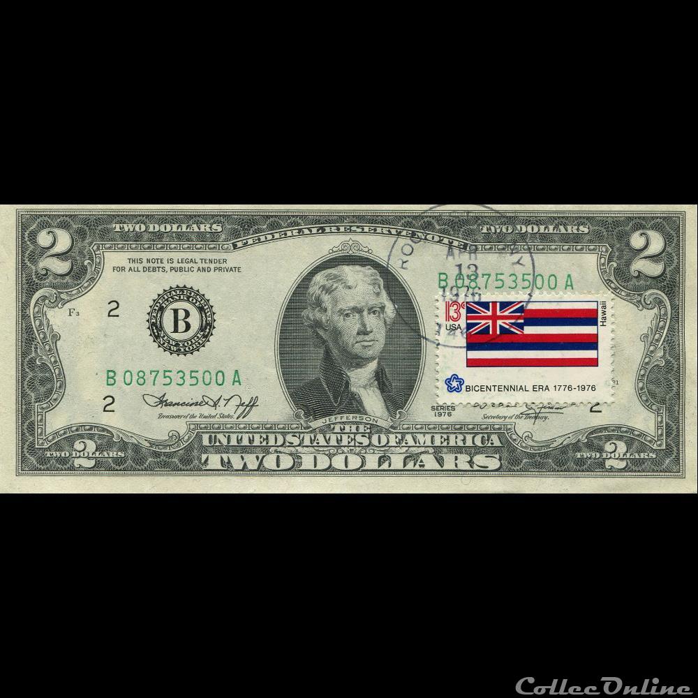 B- New-York District - 2$ Federal Reserve Notes - Small Size 1976 Series billet amerique du nord etat uni b new york district 2 federal reserve notes small size 1976 series