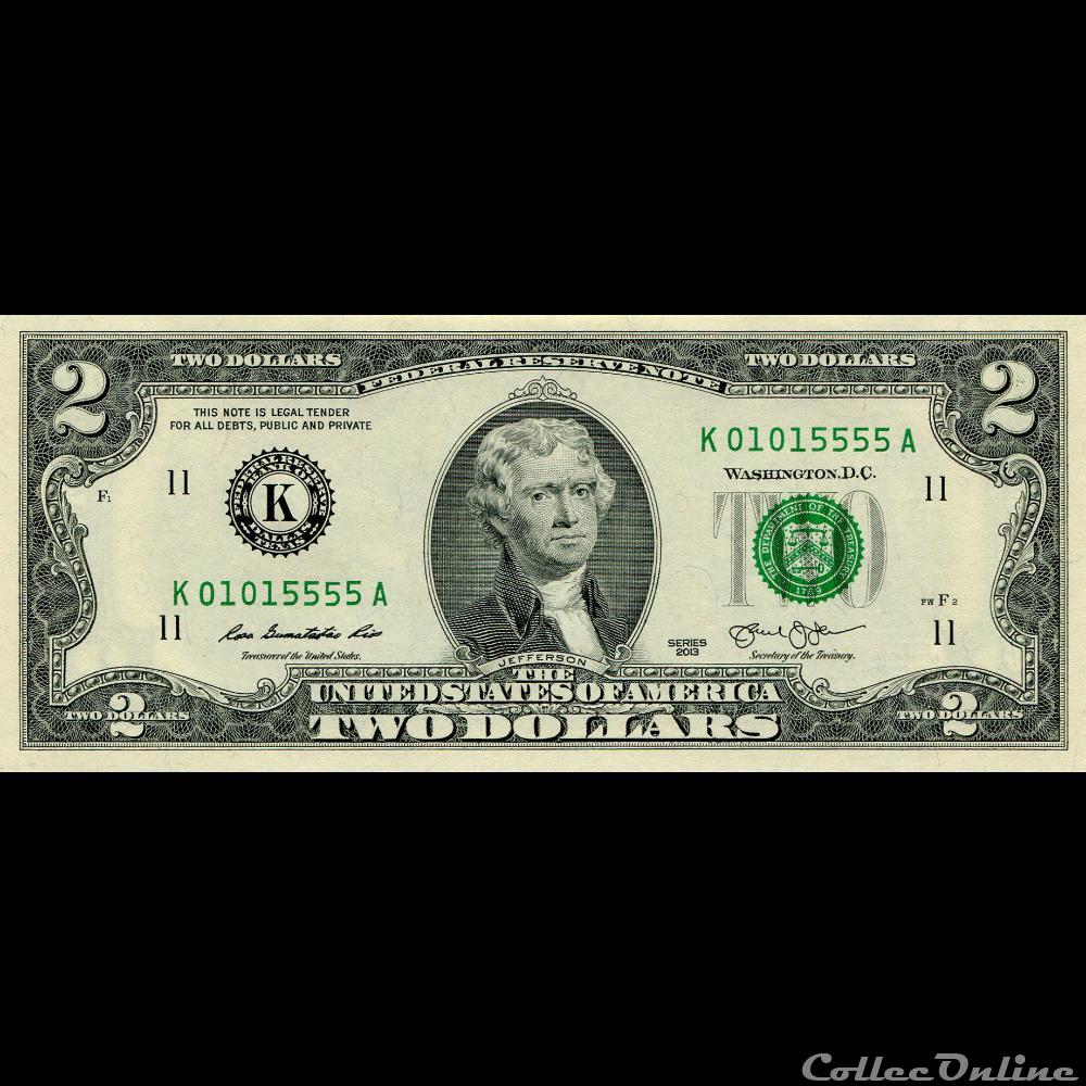 K- Dallas District - 2$ Federal Reserve Notes - Small Size 2013 Series billet etat uni burkina faso k dallas district 2 federal reserve notes small size 2013 series