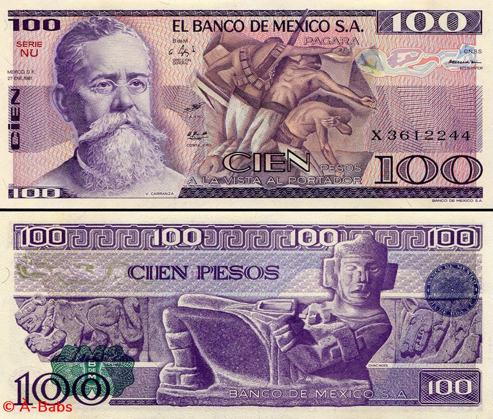 billets amerique du nord mexique pick 074a nu 100 pesos 1981