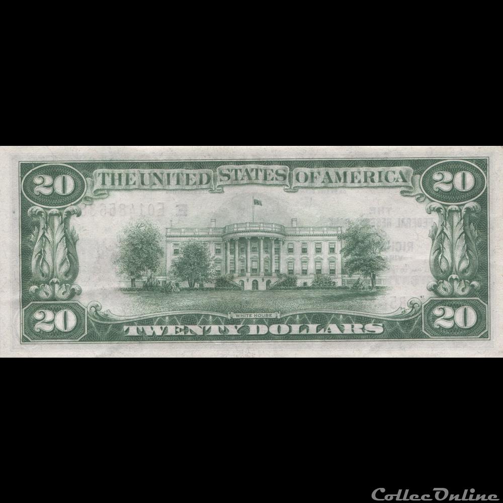 billets amerique du nord etats unis 20 federal reserve bank note brown seal 1929