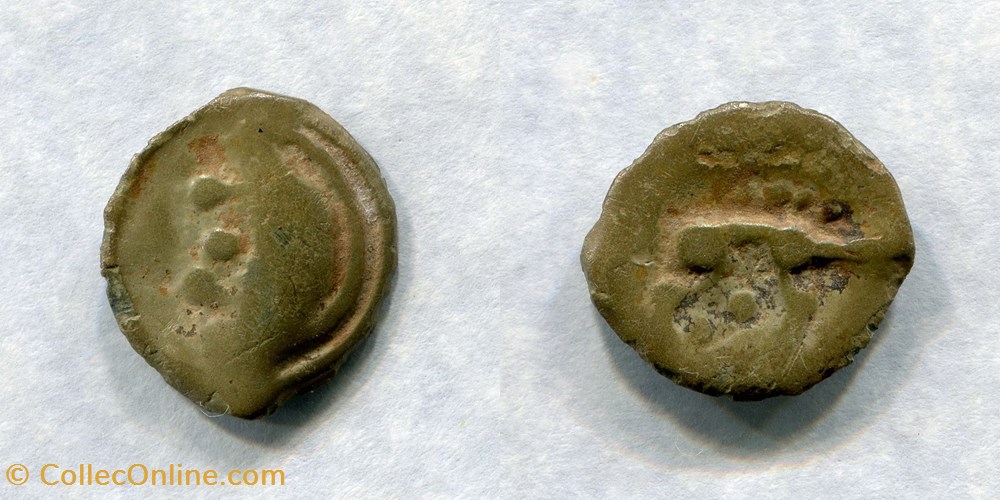 AULERQUES ÉBUROVICES (Région d'Évreux) Potin au sanglier enseigne monnaies antiques celtes aulerques eburovices region evreux potin au sanglier enseigne