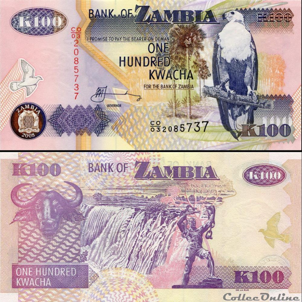 ZAMBIE - PICK 38 g - 100 KWACHA - 2008 billet afrique zambie pick 38 g 100 kwacha 2008