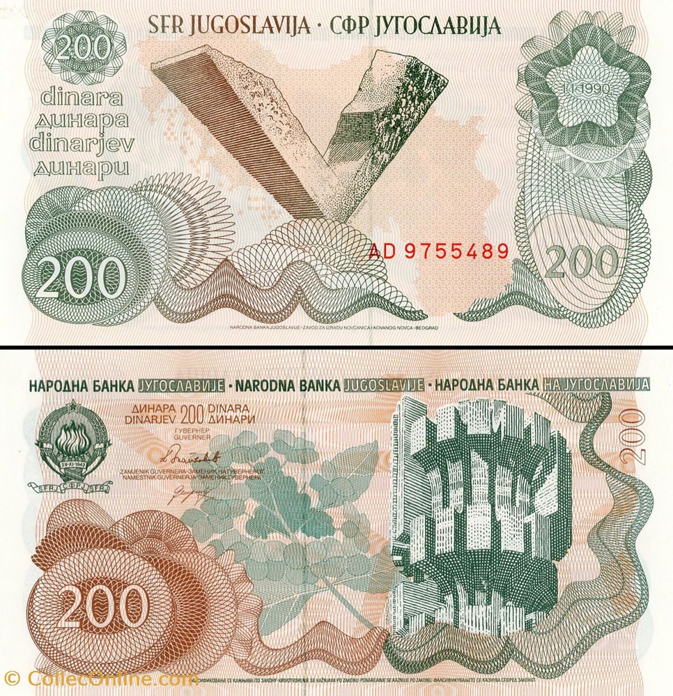 billet europe yougoslavie pick 102a 200 dinara 1990
