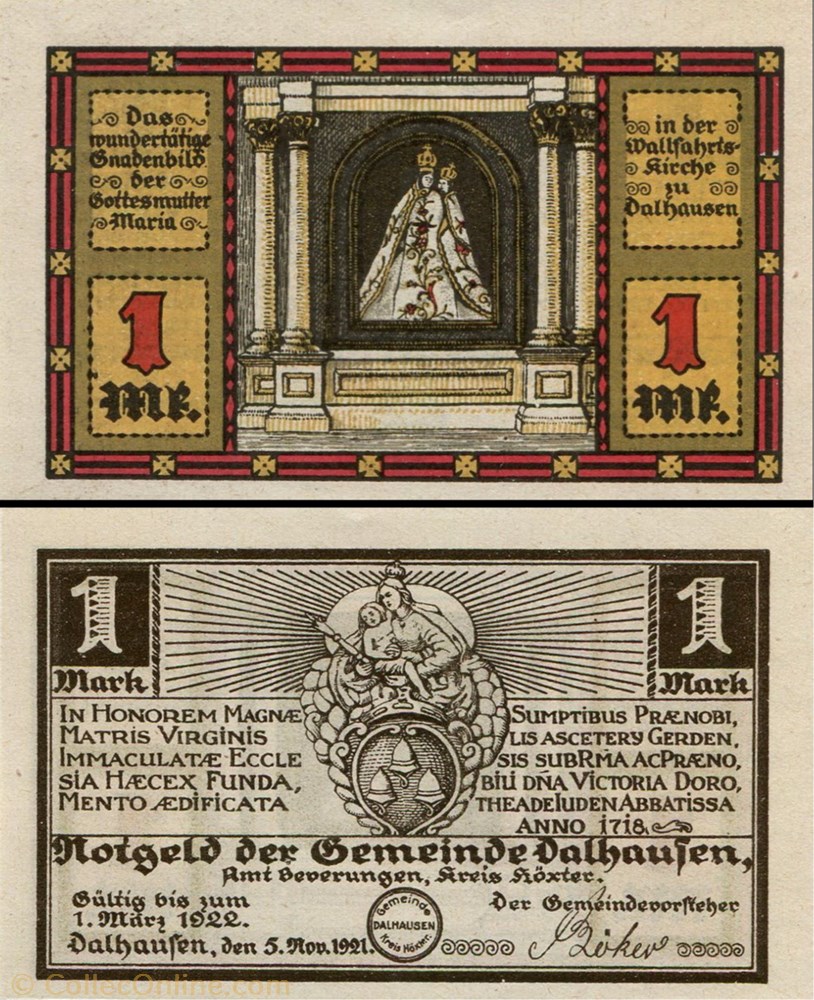 Dahlhausen 1 Mark billet europe allemagne dahlhausen 1 mark