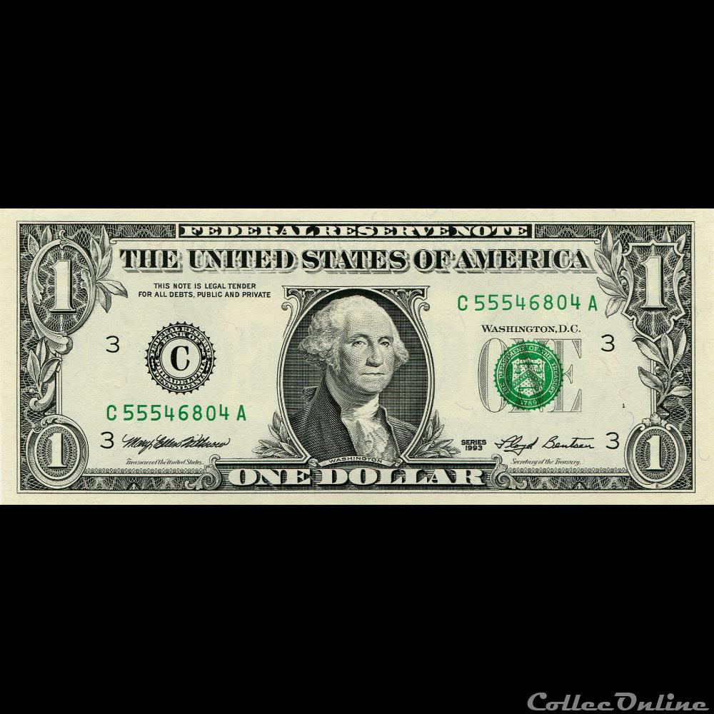 C- 1$ Federal Reserve Notes - Small Size 1993 Series billet amerique du nord etat uni c 1 federal reserve notes small size 1993 series