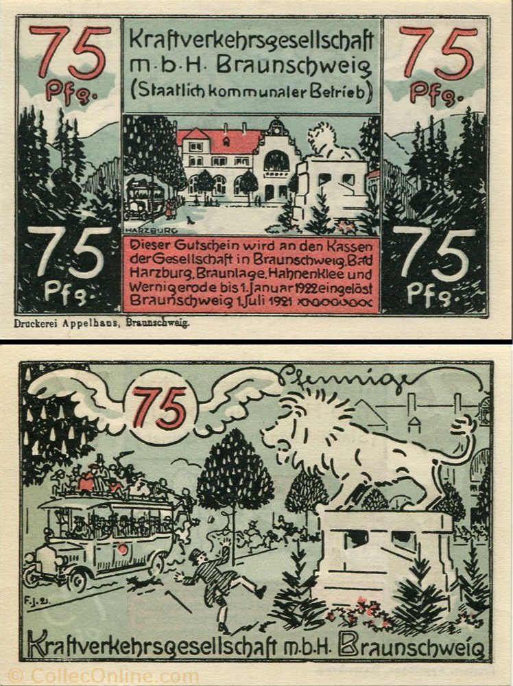 billet europe allemagne braunschweig kraftverkehr 75 pf