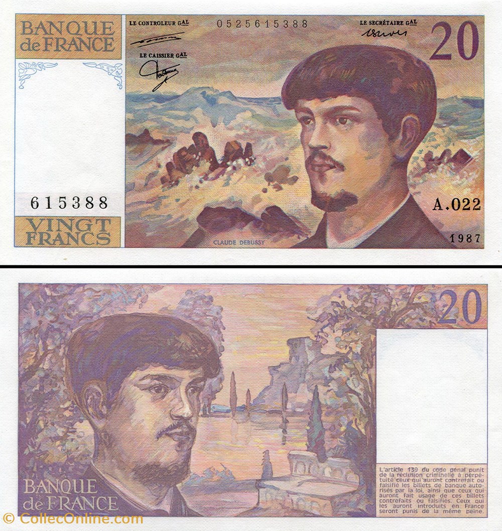 FRANCE - 20 FRANCS - 1987 - A.022 billets europe france 20 francs 1987 a 022