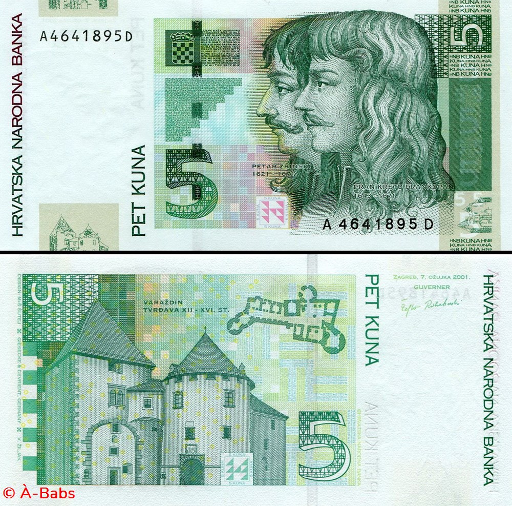 CROATIE - PICK 37 - 5 KUNA - 2001 billets europe croatie pick 37 5 kuna 2001
