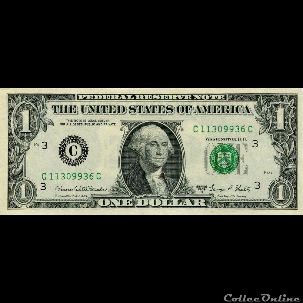 C- 1$ Federal Reserve Notes - Small Size 1969D Series billet amerique du nord etat uni c 1 federal reserve notes small size 1969d series