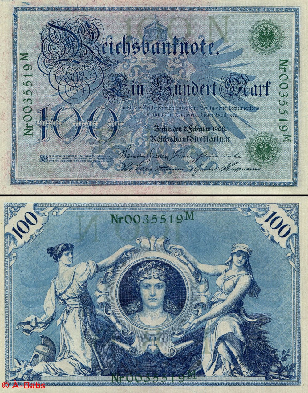 ALLEMAGNE - PICK 034 - 100 MARK - 1908 billets europe allemagne pick 034 100 mark 1908