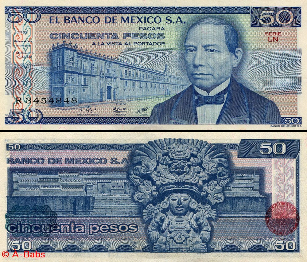 billets amerique du nord mexique pick 073a ln 50 pesos 1981
