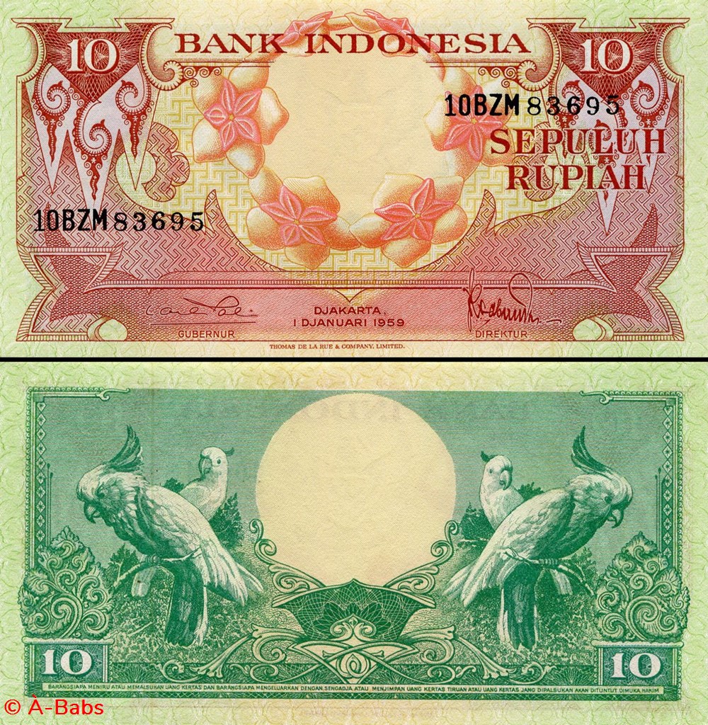 billets asie indonesie pick 066 10 roupies 1959