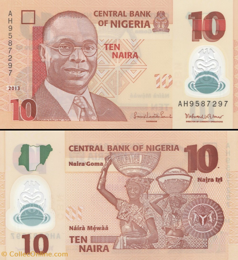 NIGERIA - PICK 39d - 10 NAIRA - 2013 billets afrique nigeria pick 39d 10 naira 2013