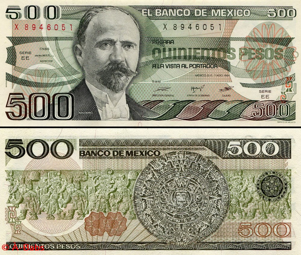 billets amerique du nord mexique pick 079b ee 500 pesos 1984