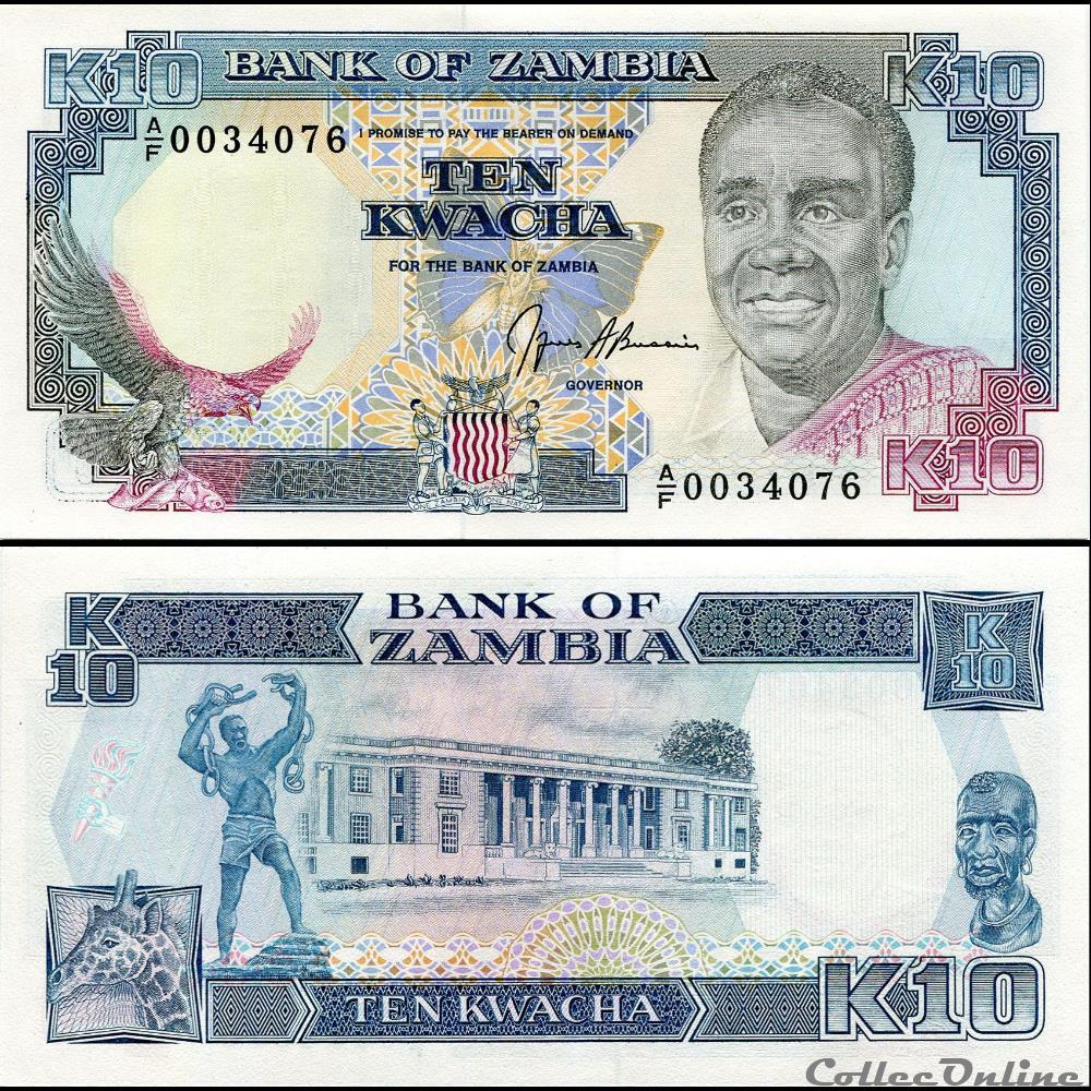 billet afrique zambie pick 31 b 10 kwacha 1989
