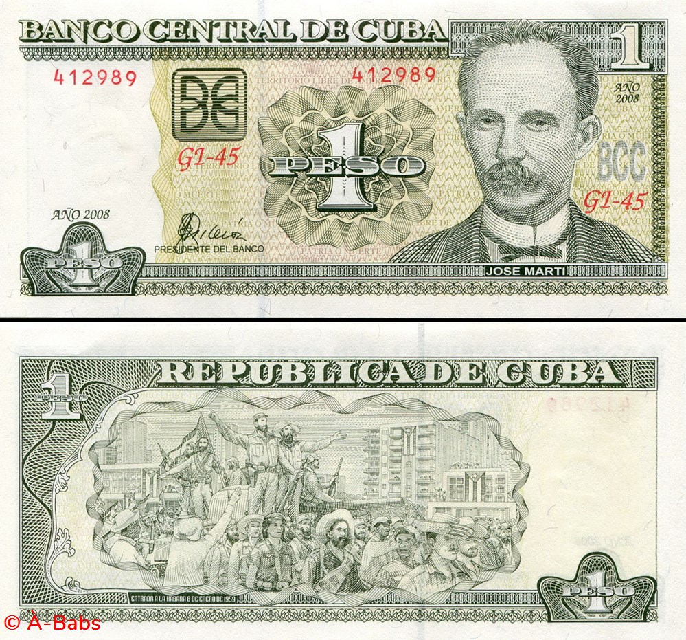 CUBA - PICK 128c - 1 PESO - 2008 billets amerique centrale et caraibes cuba pick 128c 1 peso 2008