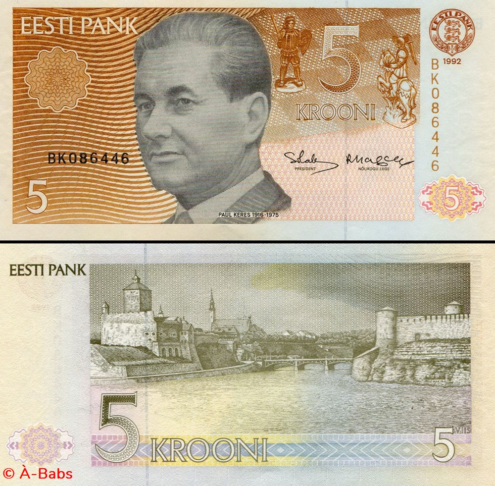 ESTONIE - PICK 71 b - 5 KROONI - 1992 billets europe estonie pick 71 b 5 krooni 1992