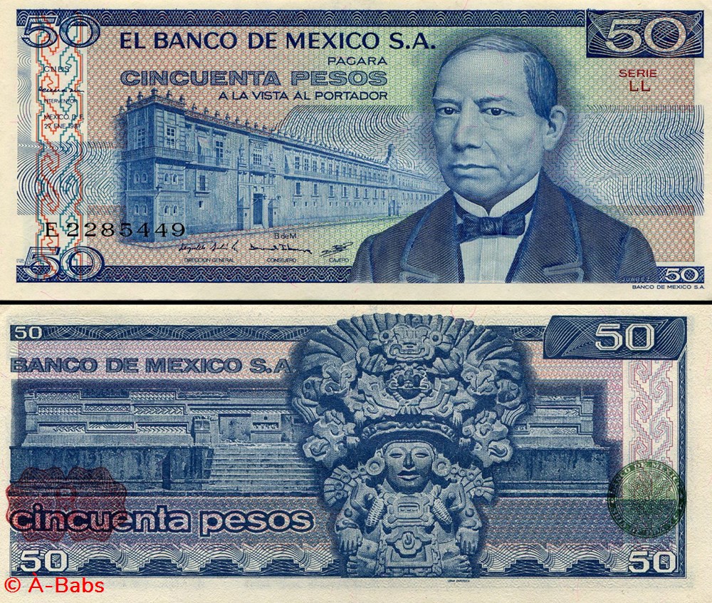 billets amerique du nord mexique pick 073a ll 50 pesos 1981