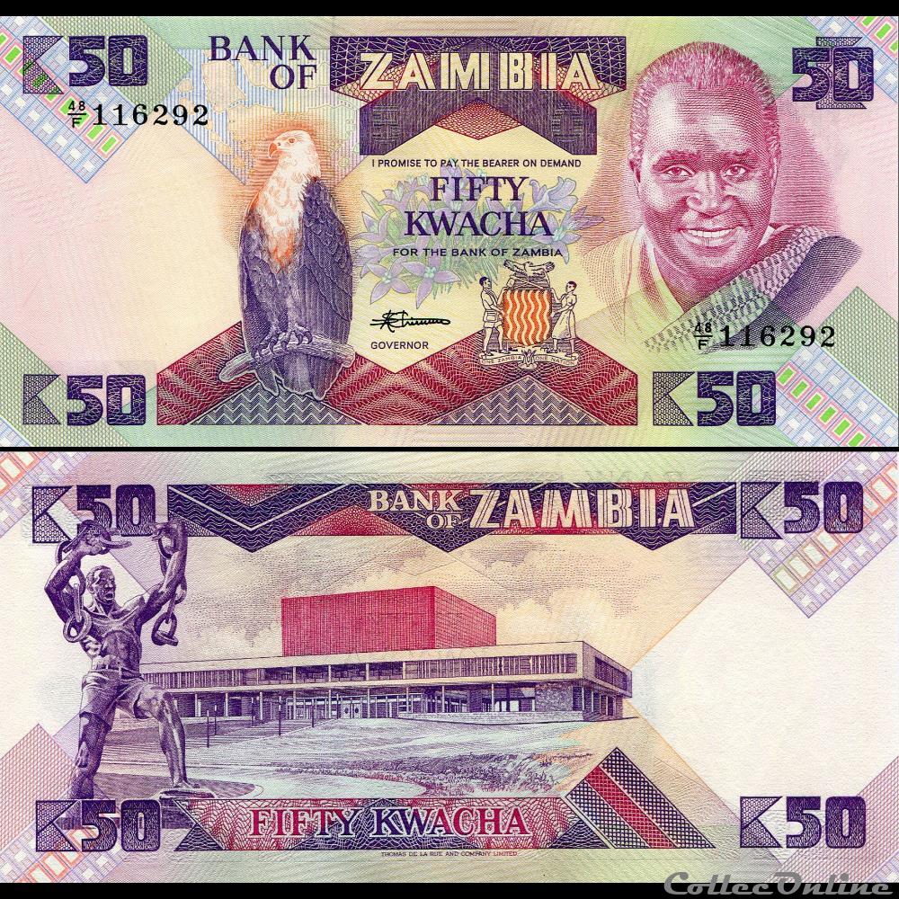 ZAMBIE - PICK 28 a - 50 KWACHA - 1986 billet afrique zambie pick 28 a 50 kwacha 1986