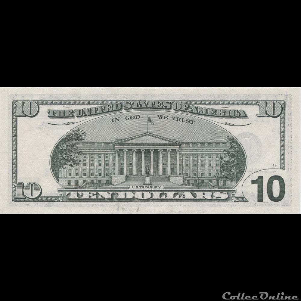 10$ Federal Reserve Notes - Small Size 2001 Series billets amerique du nord etats unis 10 federal reserve notes small size 2001 series