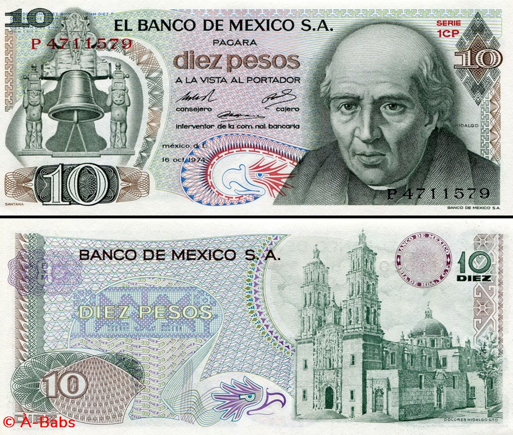 MEXIQUE - PICK 063g2 - 10 PESOS - 1974 billets amerique du nord mexique pick 063g2 10 pesos 1974