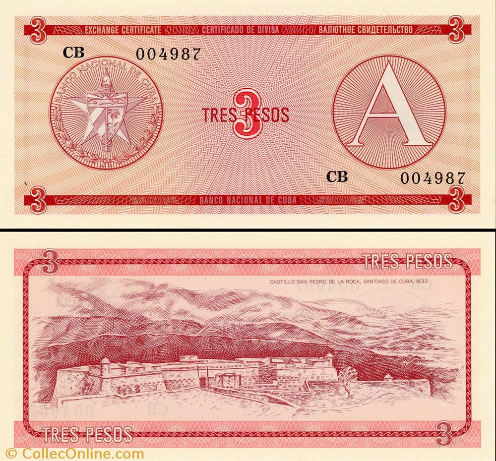 billet amerique centrale et caraibe cuba pick fx 02 3 pesos 1985
