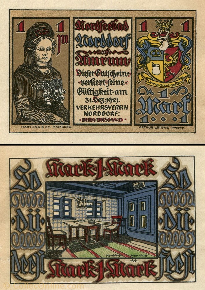 Norddorf 1 Mark billet europe allemagne norddorf 1 mark