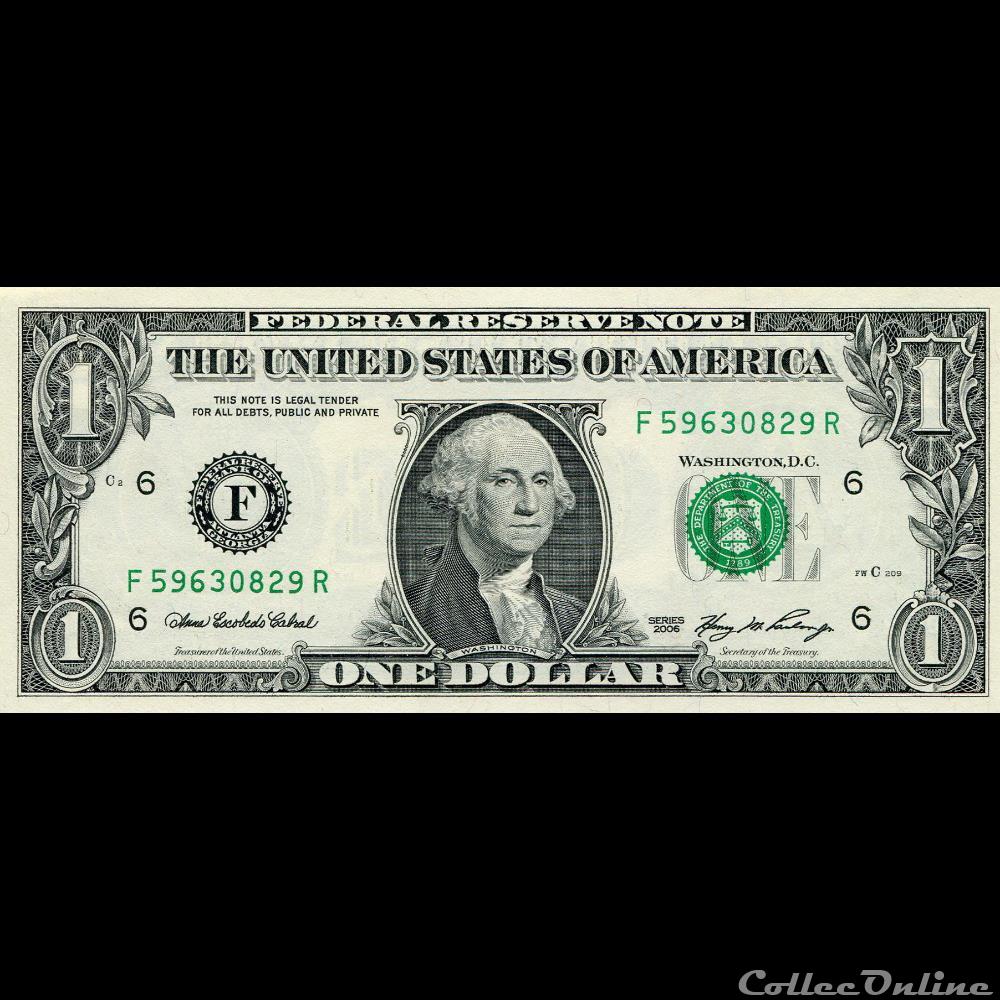 F- 1$ Federal Reserve Notes - Small Size 2006 Series billet amerique du nord etat uni f 1 federal reserve notes small size 2006 series