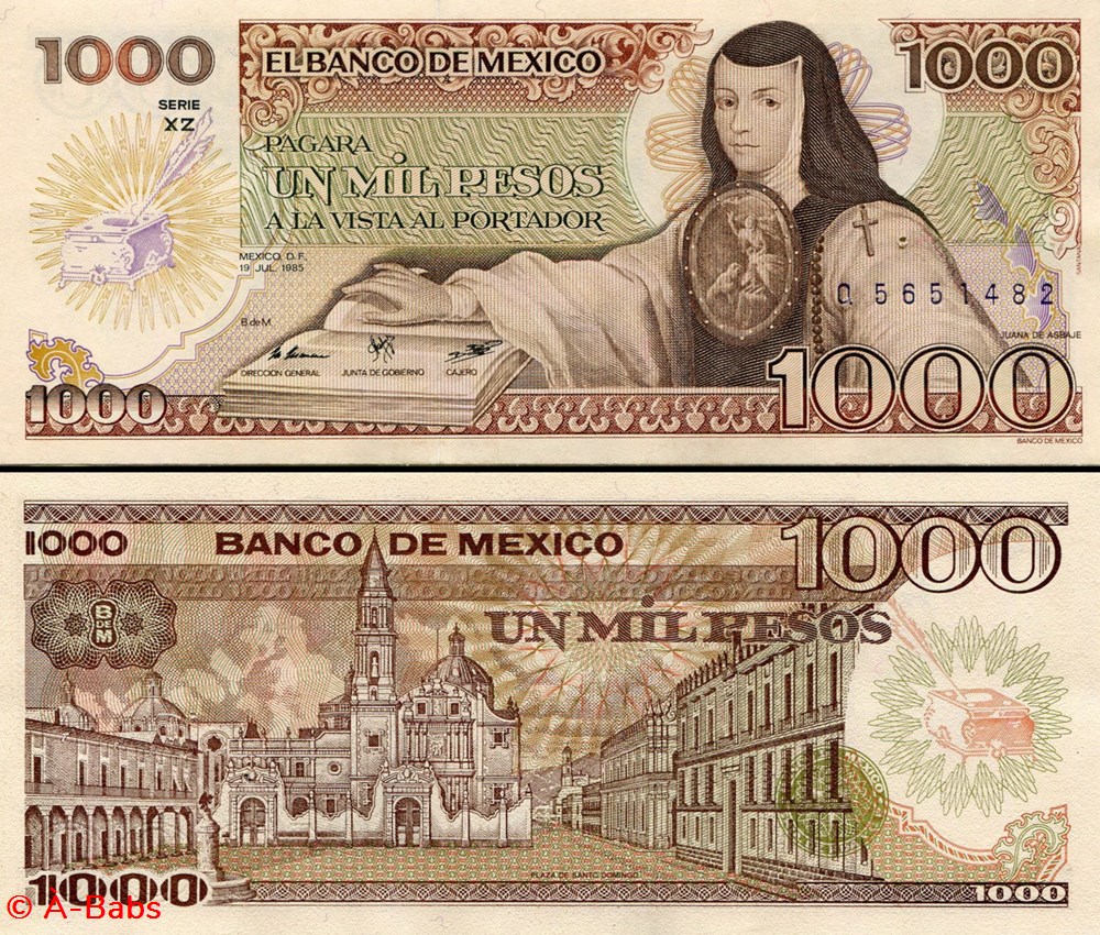 MEXIQUE - PICK 085a.XZ - 1000 PESOS - 1985 billets amerique du nord mexique pick 085a xz 1000 pesos 1985