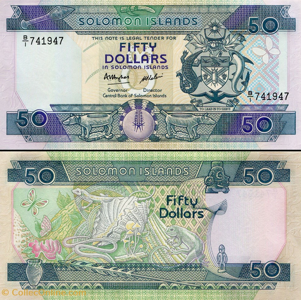 billets oceanie iles salomon pick 17 a 50 dollars 1986