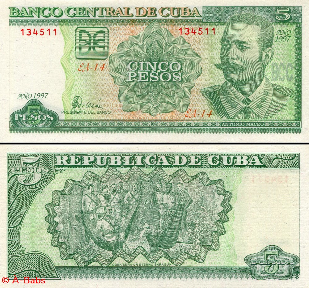 CUBA - PICK 116a - 5 PESOS - 1997 billets amerique centrale et caraibes cuba pick 116a 5 pesos 1997