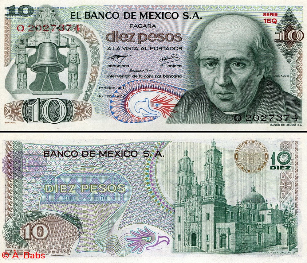 billets amerique du nord mexique pick 063i1 10 pesos 1977