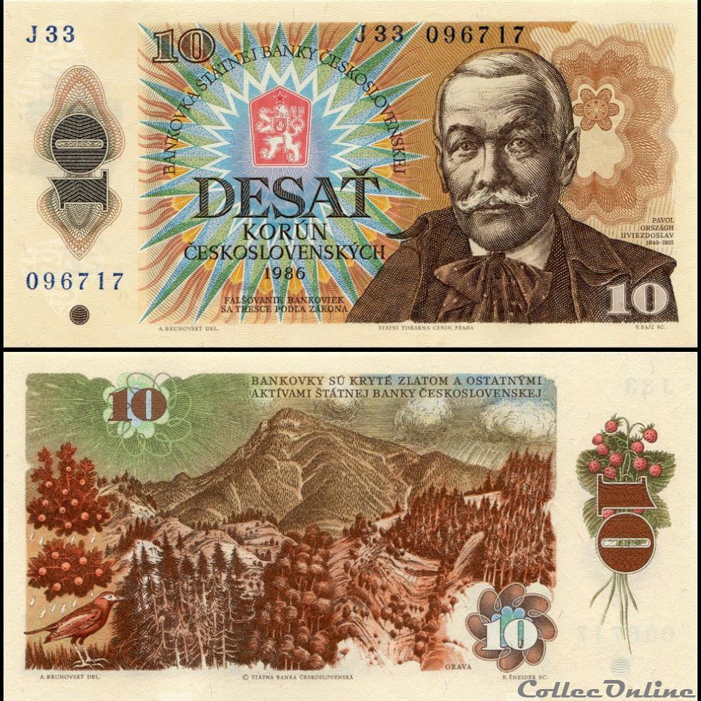 billet europe tchecolovaquie tchecoslovaquie pick 94 10 korun 1986