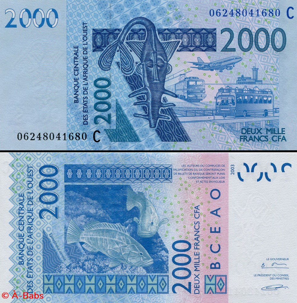 billets afrique b c e a o francs cfa burkina faso lettre c 2000 francs pick 316 c d