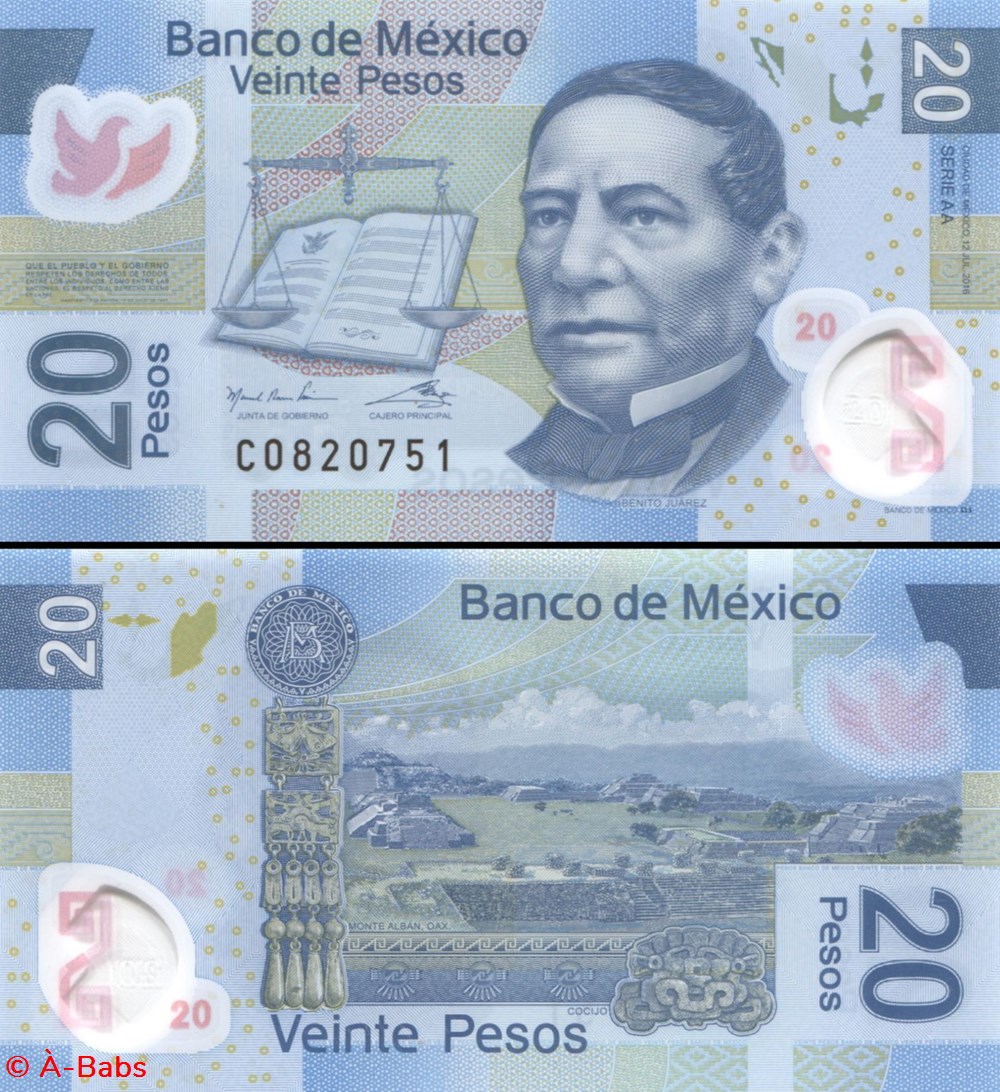 billets amerique du nord mexique pick 122aa 20 pesos 2016
