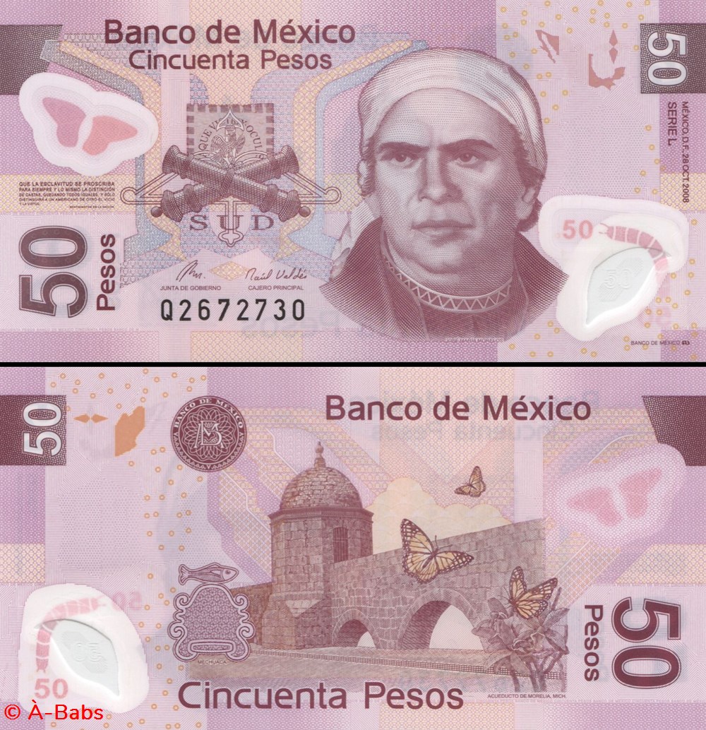 billets amerique du nord mexique pick 123g2 50 pesos 2008