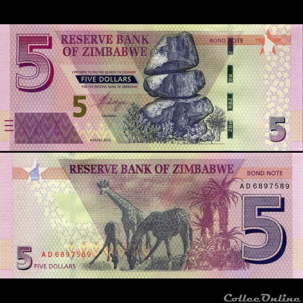 billet afrique zimbabwe pick 100a 5 dollars 2017