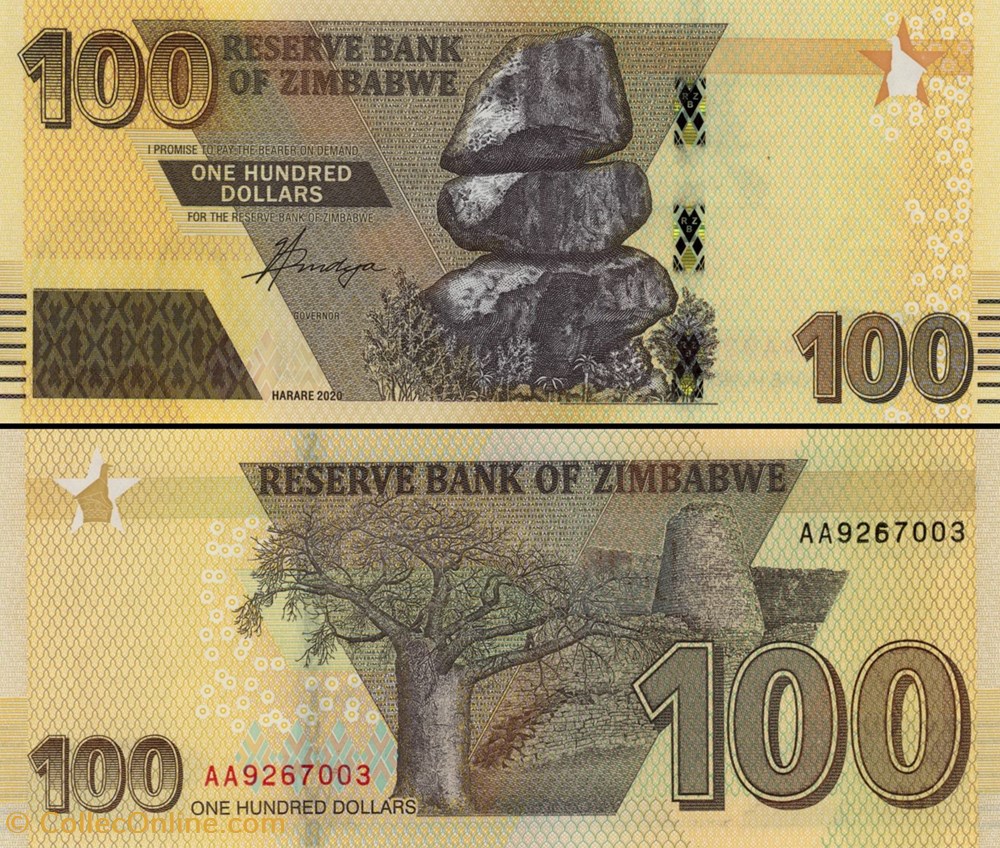 ZIMBABWE - PICK 106a - 100 Dollars - 2020 billets afrique zimbabwe pick 106a 100 dollars 2020
